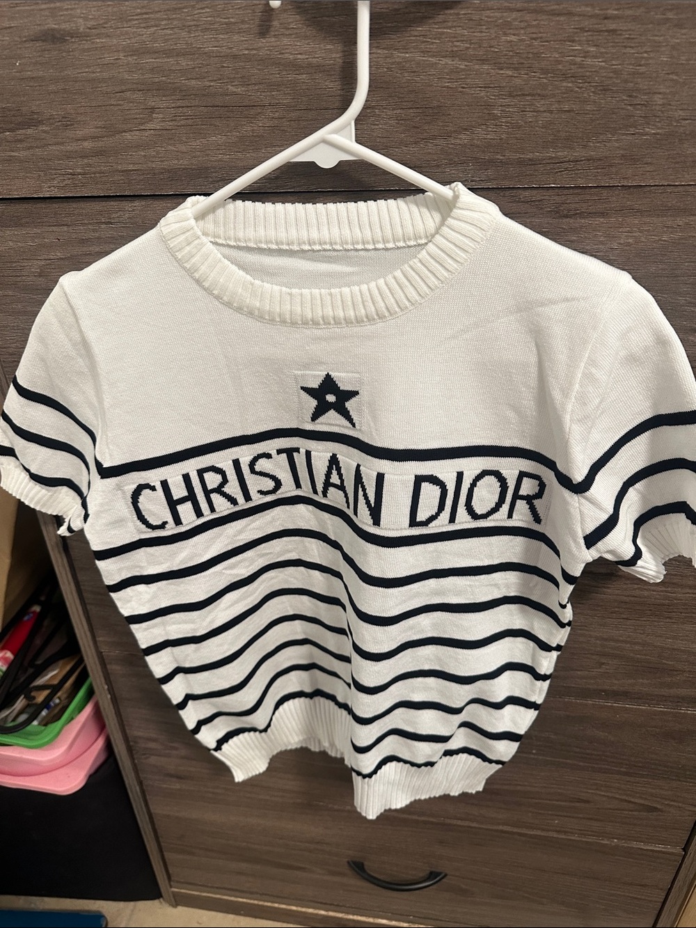 Nautical Stripe Knit Top - White & black size S